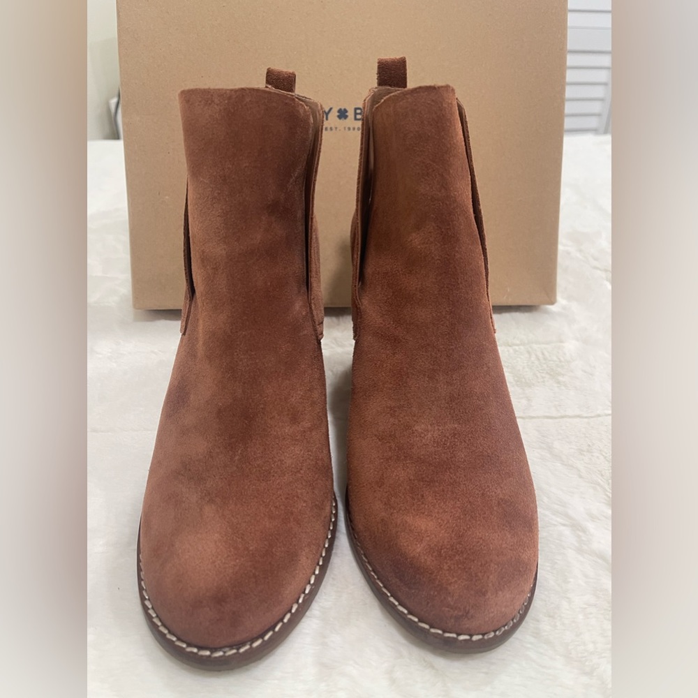 Lucky Brand tan suede wedge booties size 8